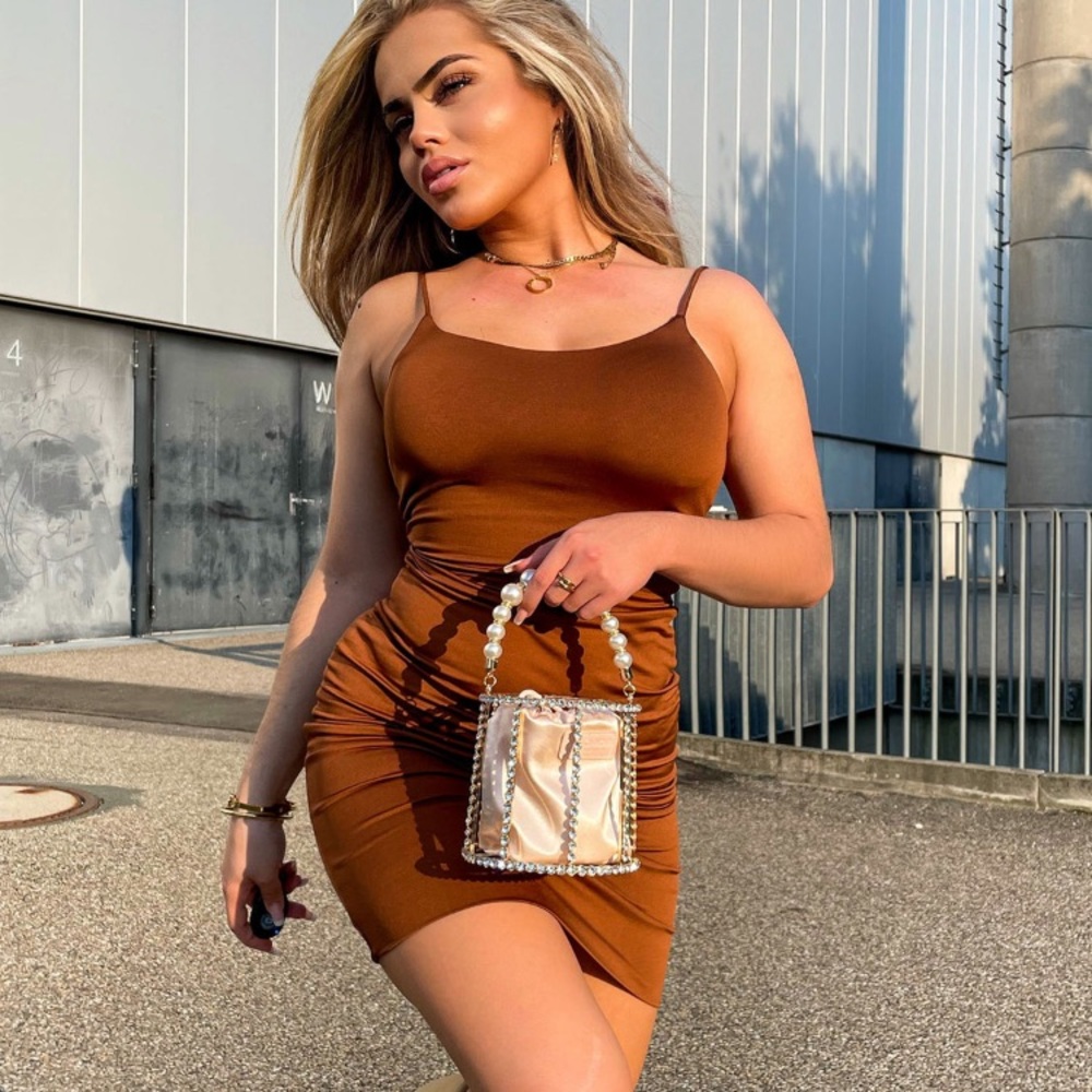 Fashion Nova bronze chocolate mini dress